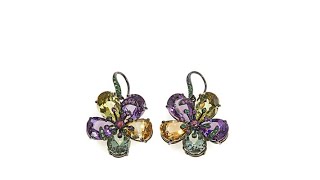 Lisa Klein 54.9ctw Multigemstone Flower Drop Earrings