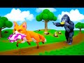 Gorilla vs Fox | Rabbits Save Mr. Gorilla from Fox | Farm Diorama | Cows...