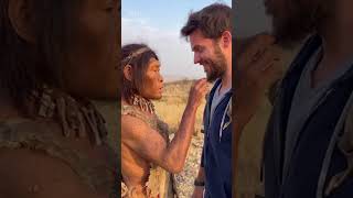 H. Erectus girl fascinated by guy's chin #homoerectus #homoerectous