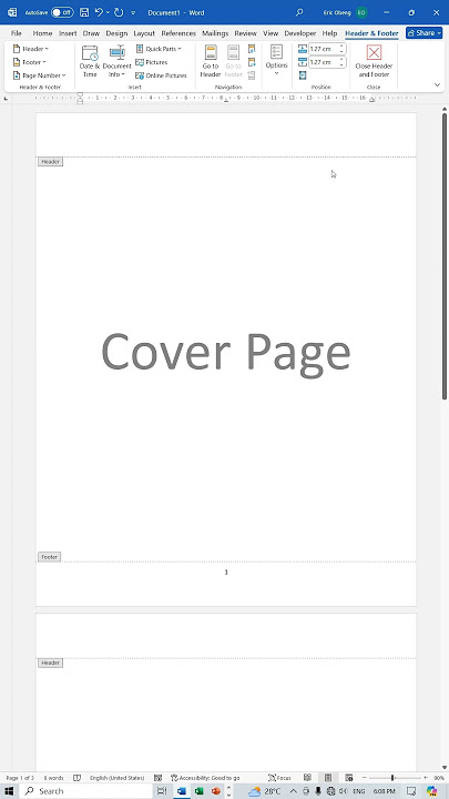 How to Start Page Numbering from Page 2 in MS Word #PageNumbering #DifferentFirstPage #CoverPage