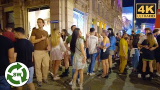 Big Night in Milan Walk - Radio Italia Live 2022 - People Crowds evening walk 4K UHD