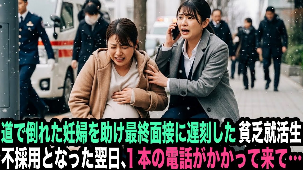 道で倒れた妊婦を助け面接に遅刻した就活生。不採用となった翌日､１本の電話がかかって来て