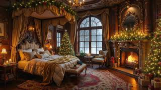 Serene Snowfall Night ❄️ Light Whistling Winds & Warm Ember Sounds