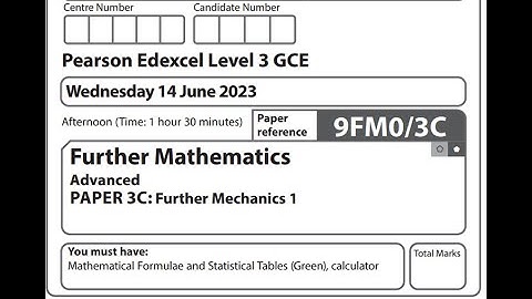 Pearson Edexcel Further Mechanics 1 2023 A level further maths