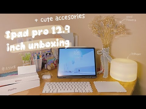 Apple iPad pro 12 9 inch unboxing   cute accessories   space gray 256gb  ASMR  Aesthetic