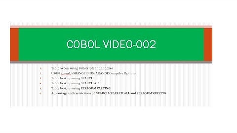 COBOL Programming | 02 | Table Handing