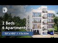 6 Apartments with 2 Bedrooms House Tour on 50X100 Plot Uganda - DPRO.design