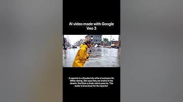 AI Video Made with Google Veo 3. A reporter in a flooded city after a hurricane hit… #ai #veo3