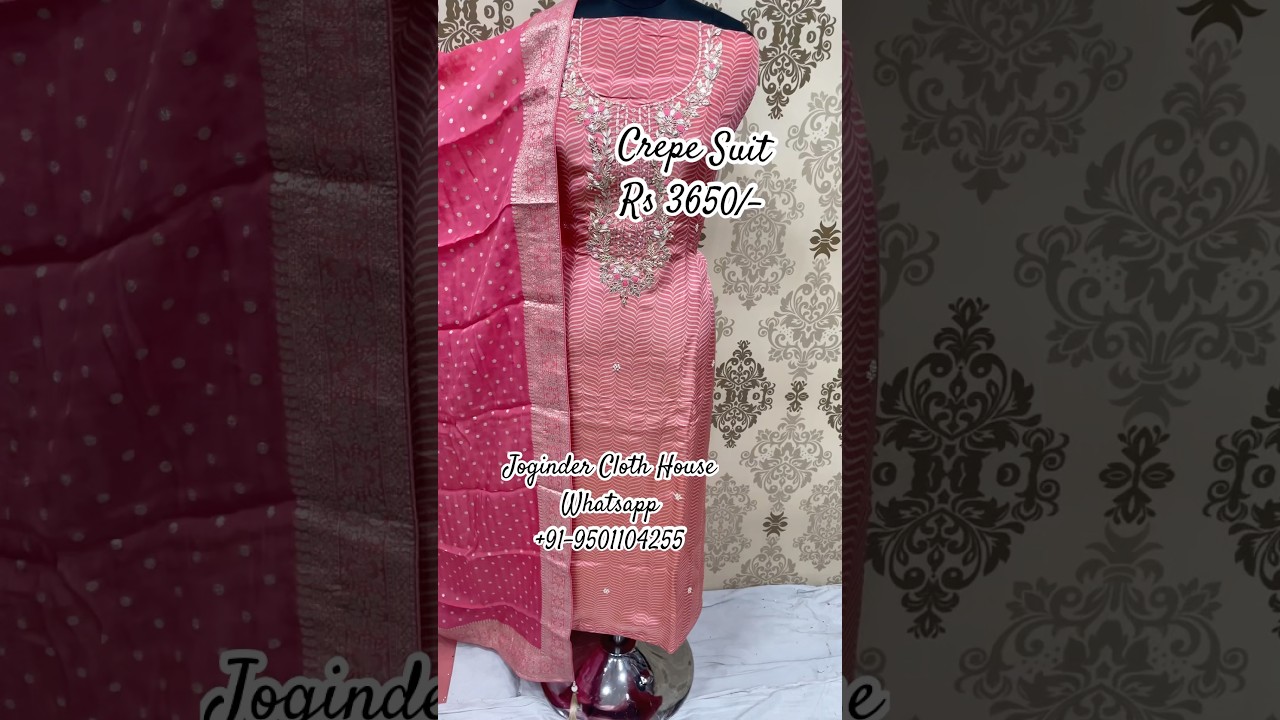 Beautiful Handwork Crepe Suit With Mysore Dupatta 