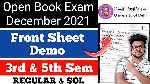 Du 3rd & 5th Sem *OBE Front Sheet Demo* December 2021 | Du Sol OBE Front Sheet 2021