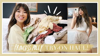 HUGE PRINCESS POLLY TRY ON HAUL - trying on over $600 of clothing - Fall pieces \& cute loungewear!