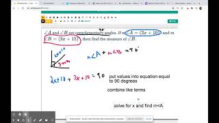 Complementary Angles Word Problem