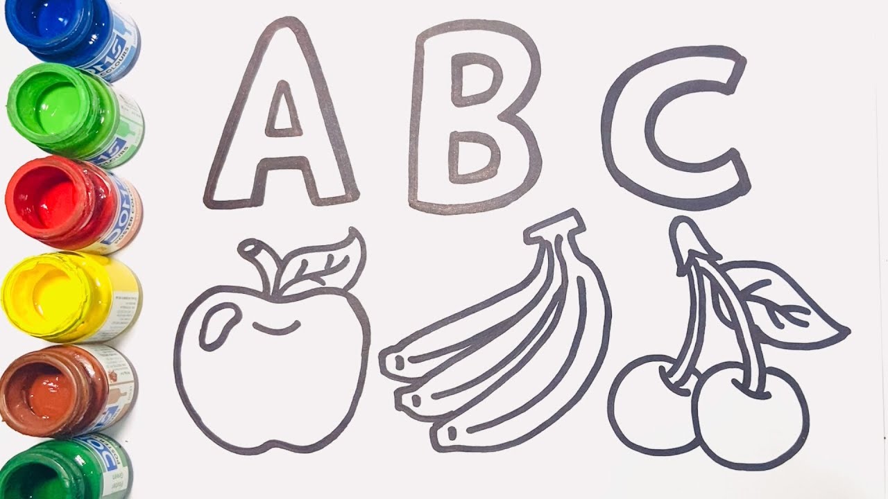 Learn ABC fruits / fruits Drawing Colouring and Painting