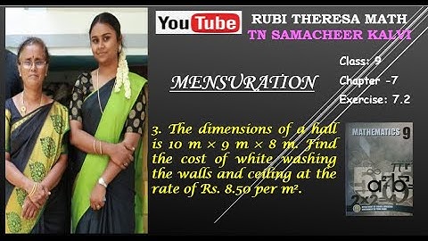 TN Samacheer kalvi |_ 9th Maths _  Mensuration _ Exercise 7.2 _ Sum 3