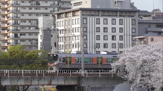 【桜】JR西日本 323系 普通京橋・天王寺方面行 淀川橋梁 通過
