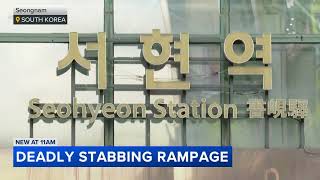 Man rams car onto sidewalk in South Korea, stabs people; 14 hurt