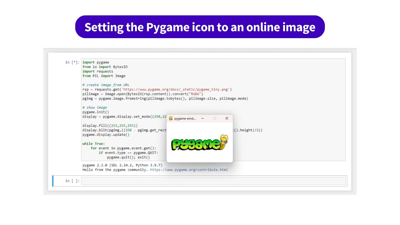 Setting the pygame icon to an online image kandi use case youtube