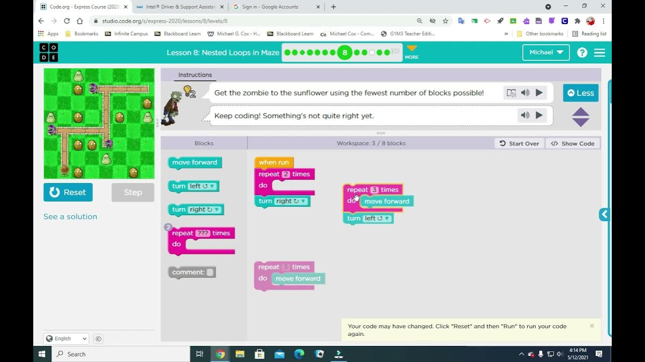 Lesson 8: Nested Loops in Maze - YouTube