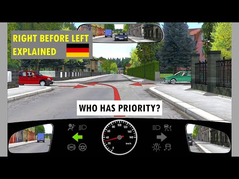 Driving Test Germany, Right before left explained in English: Right of way, Priority, Theory Exam