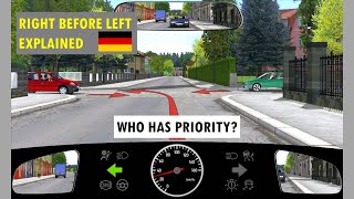 Driving Test Germany, Right before left explained in English: Right of way, Priority, Theory Exam