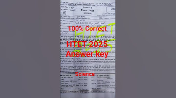 HTET Answer key 2025 : Science #htet2025 #htetscience #htetanswerkey