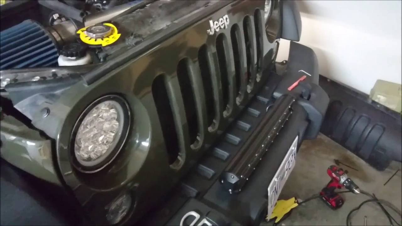 HOW TO INSTALL AND WIRE A FRONT LIGHT BAR ON BUMPER JEEP WRANGLER JK -  YouTube