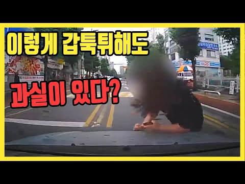 5740회. 갓길에 멈춘 차 왼쪽으로 추월하는데 그 앞으로 뛰어나온 무단횡단자와 사고