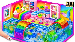 Building Amazing Rainbow House with Aquarium around House from Polymer Clay ❤️ DIY Miniature House