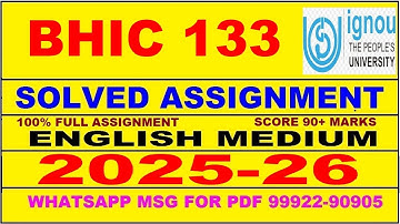 BHIC 133 solved assignment 2025-26 in English || bhic 133 solved assignment 2026 || bhic133 2025-26