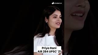 AIR 284, Priya Rani aced UPSC with CD Mentorship #upsc #civilsdaily #upsc2021 #civilserviceexam