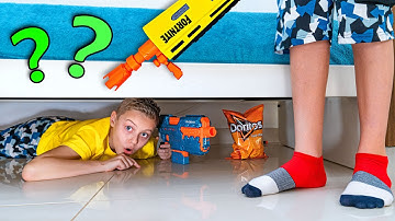 Mystery of Missing Snack: Hide and Seek NERF Battle with my Brother