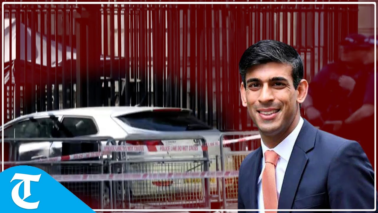 Car collides with front gates of Downing Street; one arrested - YouTube