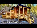 Building a log cabin from start to finish  all stages of construction with luxon bushcraft