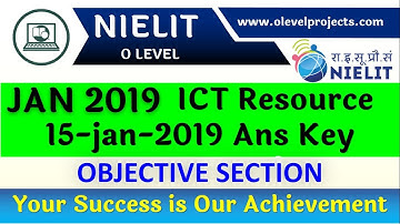 o level 15 jan 2019 exam answer key | ICT recourse Answer Key