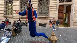 The floating and levitating man street performance