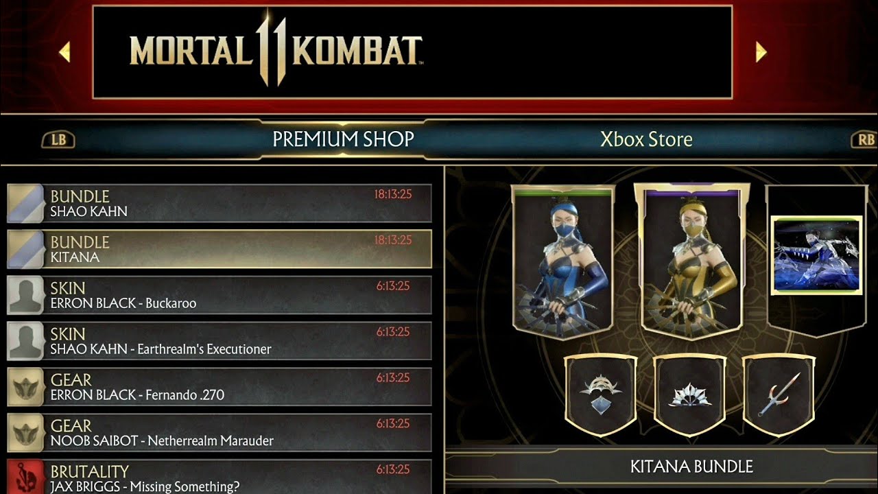 MK11 Premium Shop 8/31/22 gear, skins, etc. (Kitana / Shao Kahn) 31st