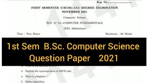 COMPUTER FUNDAMENTALS     |       1st Sem  B.Sc. Computer Science  2021  Question Paper #calicut