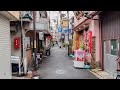 Backstreets of Japan | 4K Walk | Light Rain in Osaka