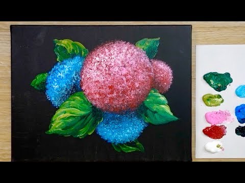 How to Paint a Hydrangea for Beginners / Acrylic painting technique ( Easy )