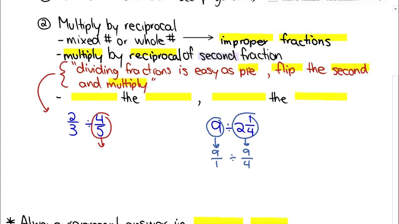 6.5: Dividing Fractions and Mixed Numbers - YouTube