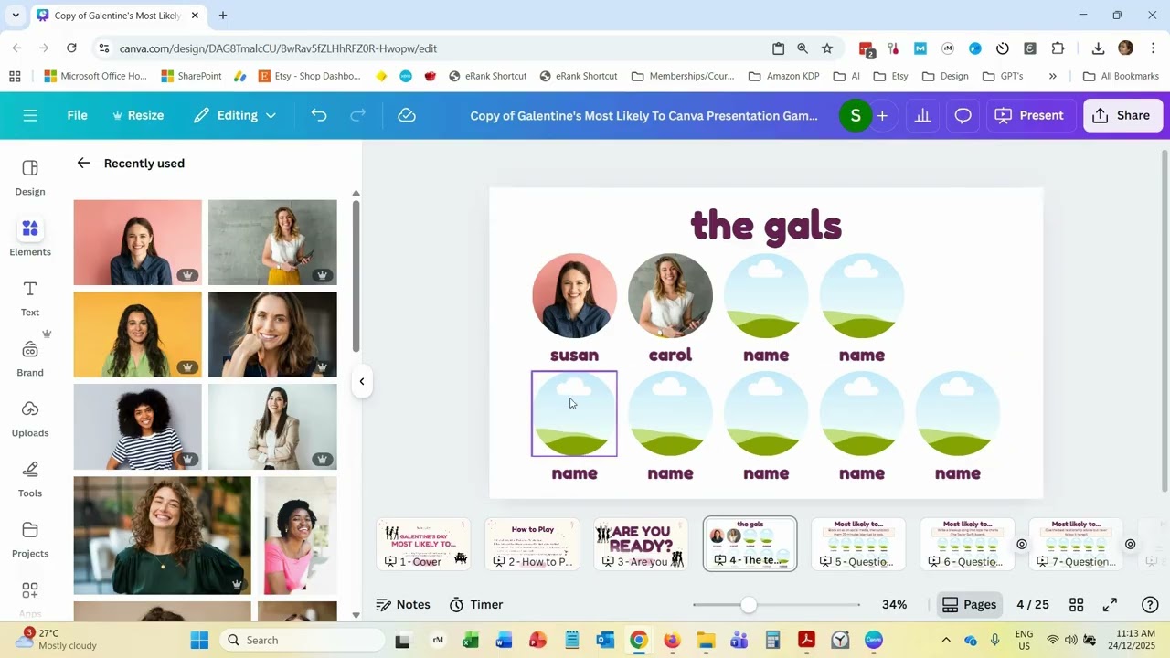 How To Customize Galentine's Day Presentation Game in Canva | Step-by-Step Tutorial