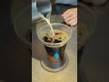 #アイスコーヒー ミルクを注ぐ瞬間#色の変化が美しい #IcedCoffee The #color change at the #moment of pouring milk is beautiful