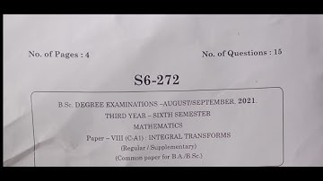 2021 integral Transforms ||6th sem  degree 3rd year sku ||