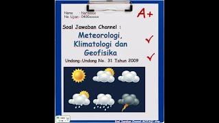 Soal Jawaban Channel Meteorologi, Klimatologi dan Geofisika