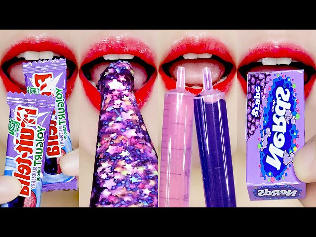 All Purple Snacks!💜 Lip ASMR MUKBANG for Sleep and Tingle Real Sounds