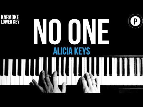 Alicia Keys - No One Karaoke SLOWER Acoustic Piano Instrumental Cover Lyrics LOWER KEY