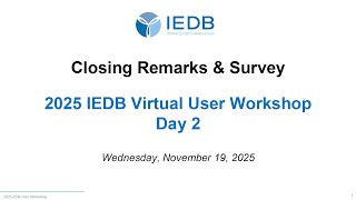 2025 User Workshop – 2.6 – Day 2 Conclusion