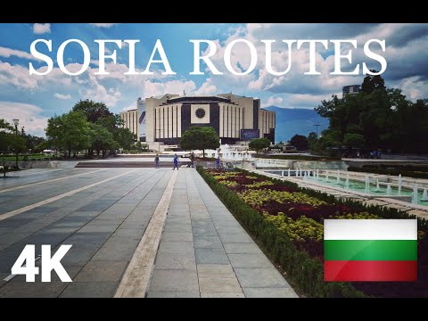 Walking tour through Sofia center. (National Palace of Culture to Patriarh Evtimiy Metro). 4K 60FPS