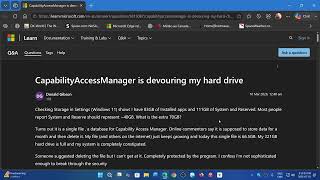 Windows 11 25H2 Microsoft acknowledged Capability access manager gobbling huge amount of disk space