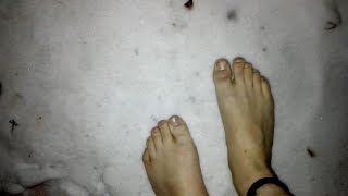 Boys Feet Feet In The Snow. Part1. The Video Is Shot On Iphone.